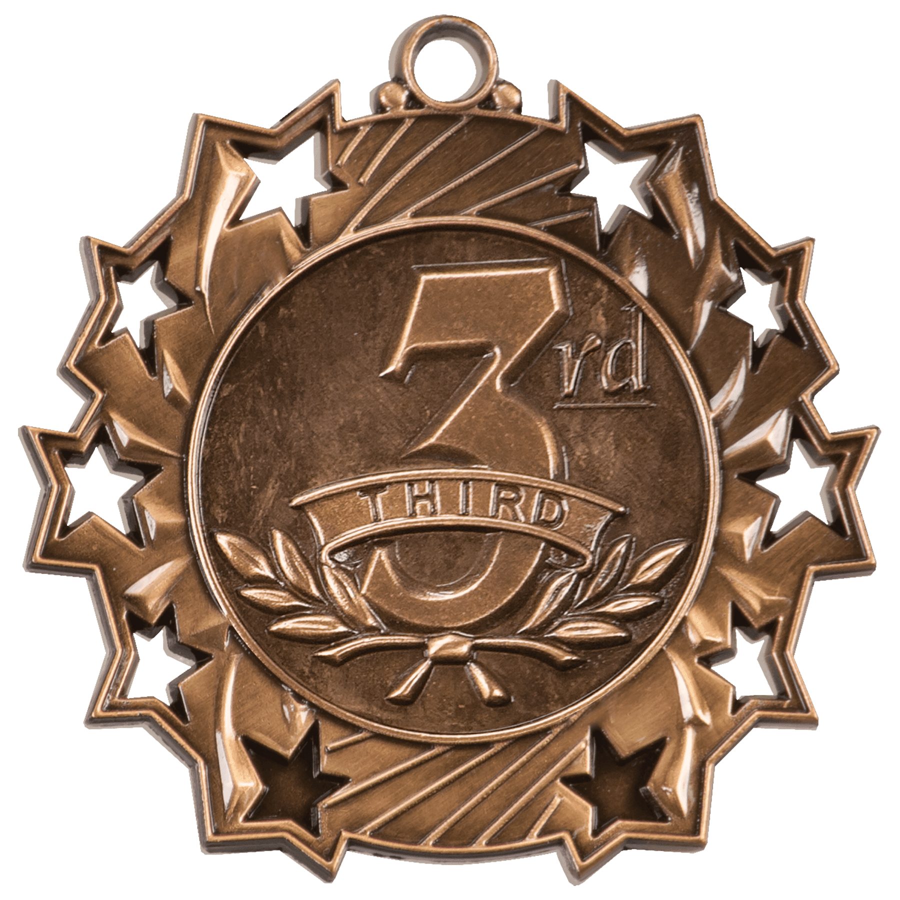 Antique Bronze 3rd Place Ten Star Medal - 2 1/4"
