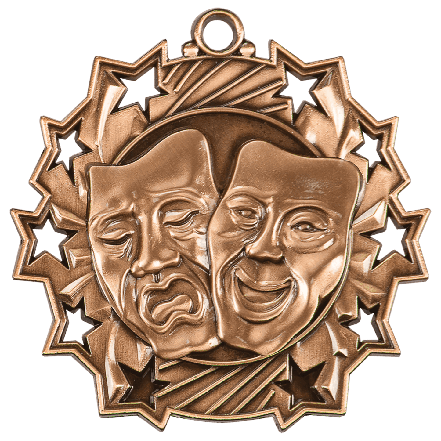 Antique Bronze Drama Ten Star Medal - 2 1/4"