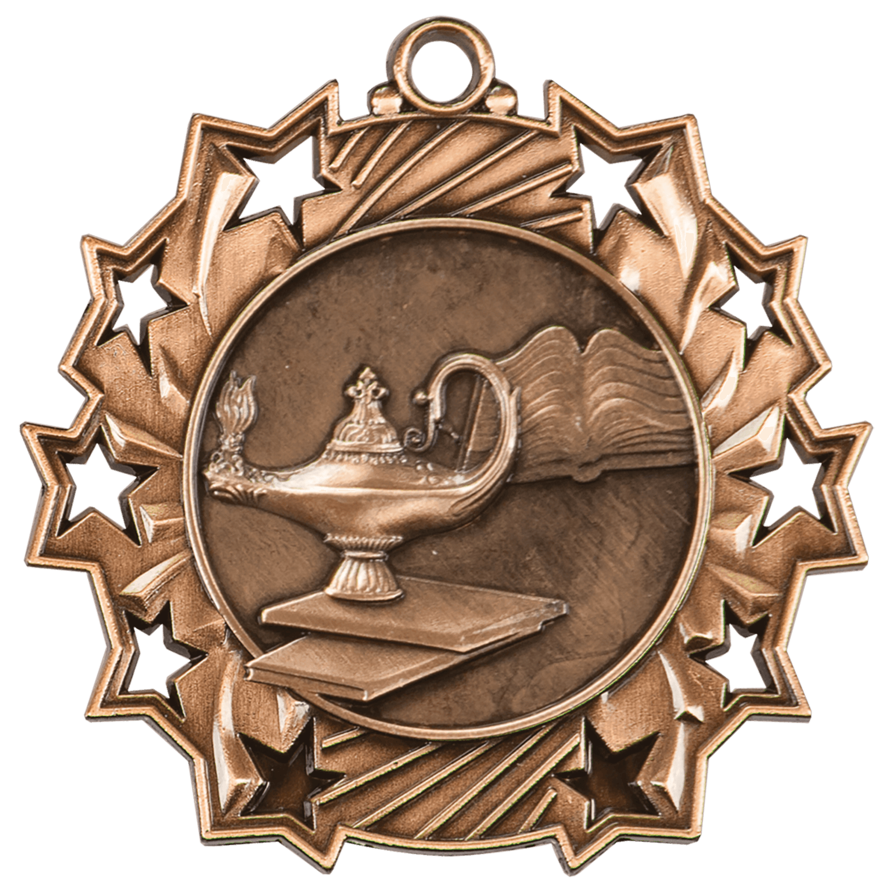 Antique Bronze Graduate Ten Star Medal - 2 1/4"