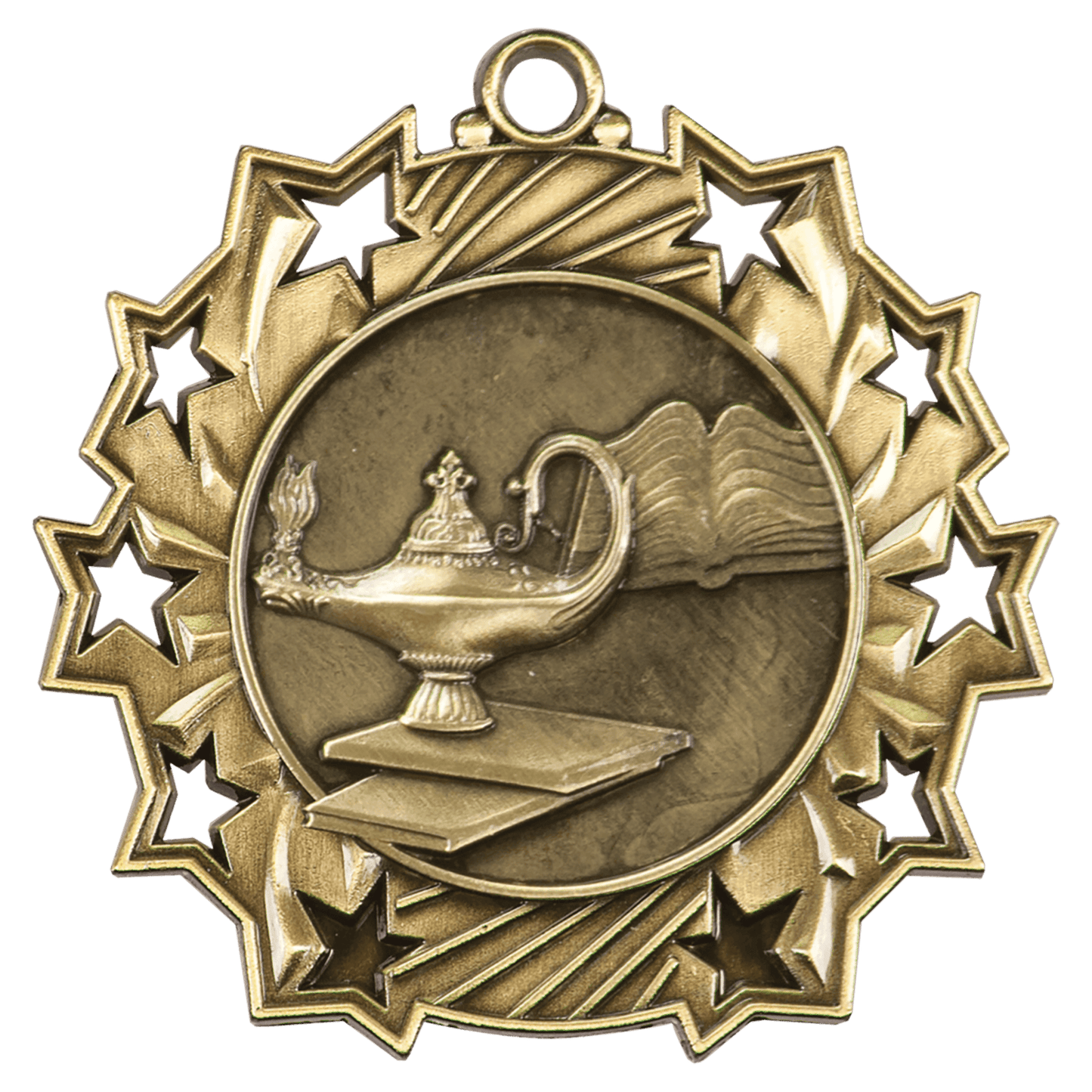 Antique Gold Graduate Ten Star Medal - 2 1/4"