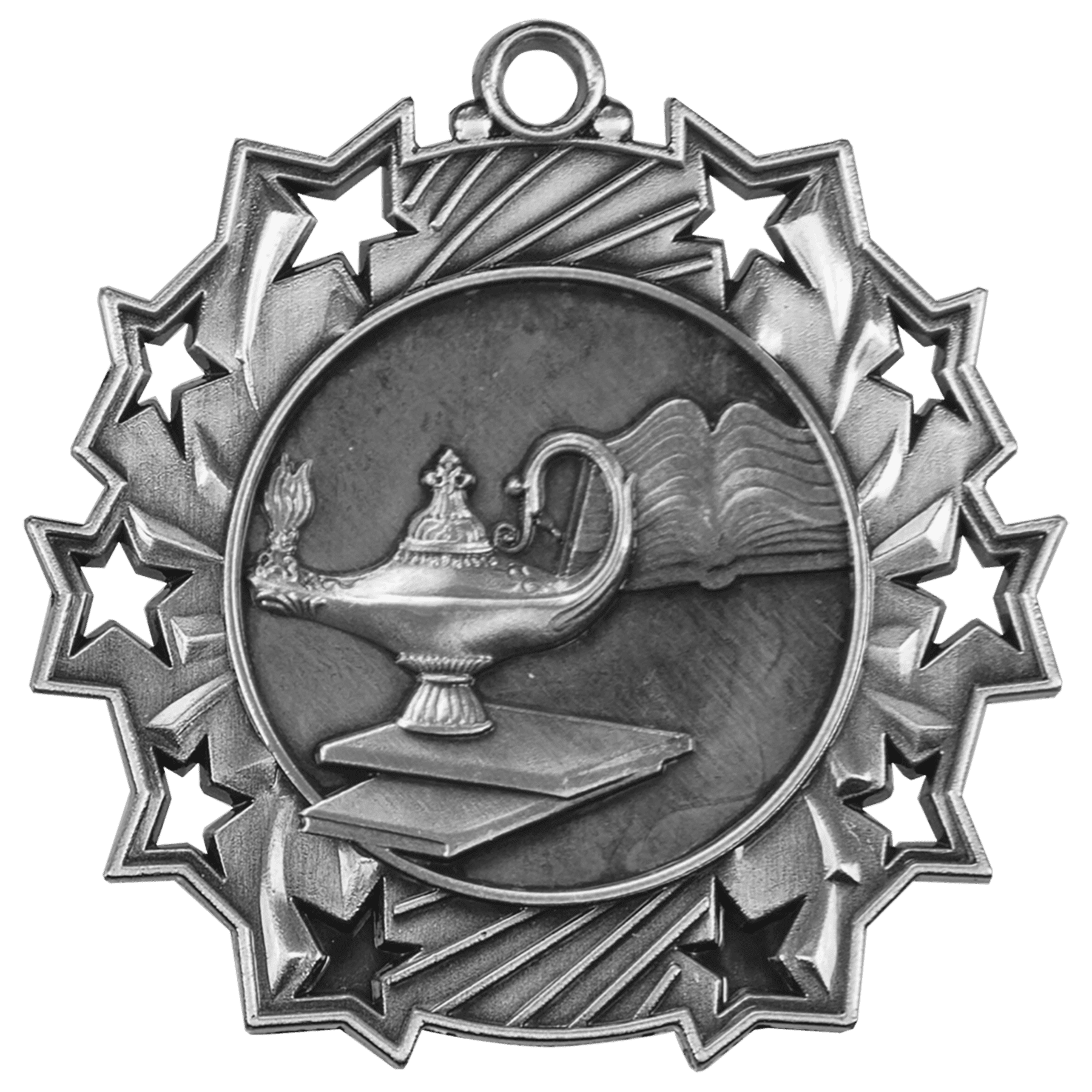 Antique Silver Graduate Ten Star Medal - 2 1/4"