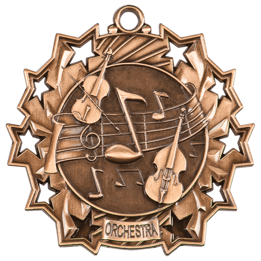 2 1/4" Antique Bronze Orchestra Ten Star Medal