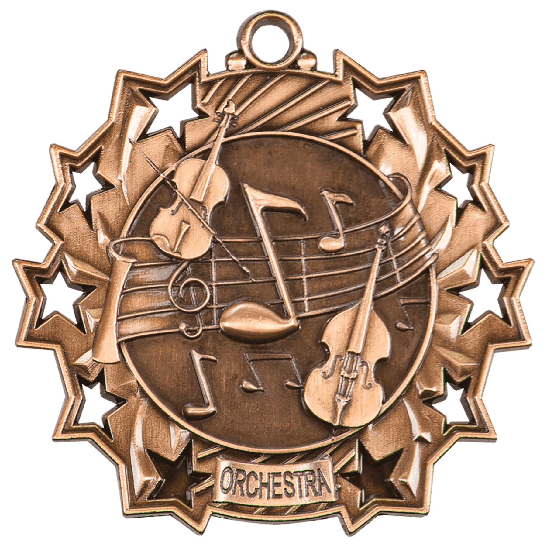 Antique Bronze Orchestra Ten Star Medal - 2 1/4"
