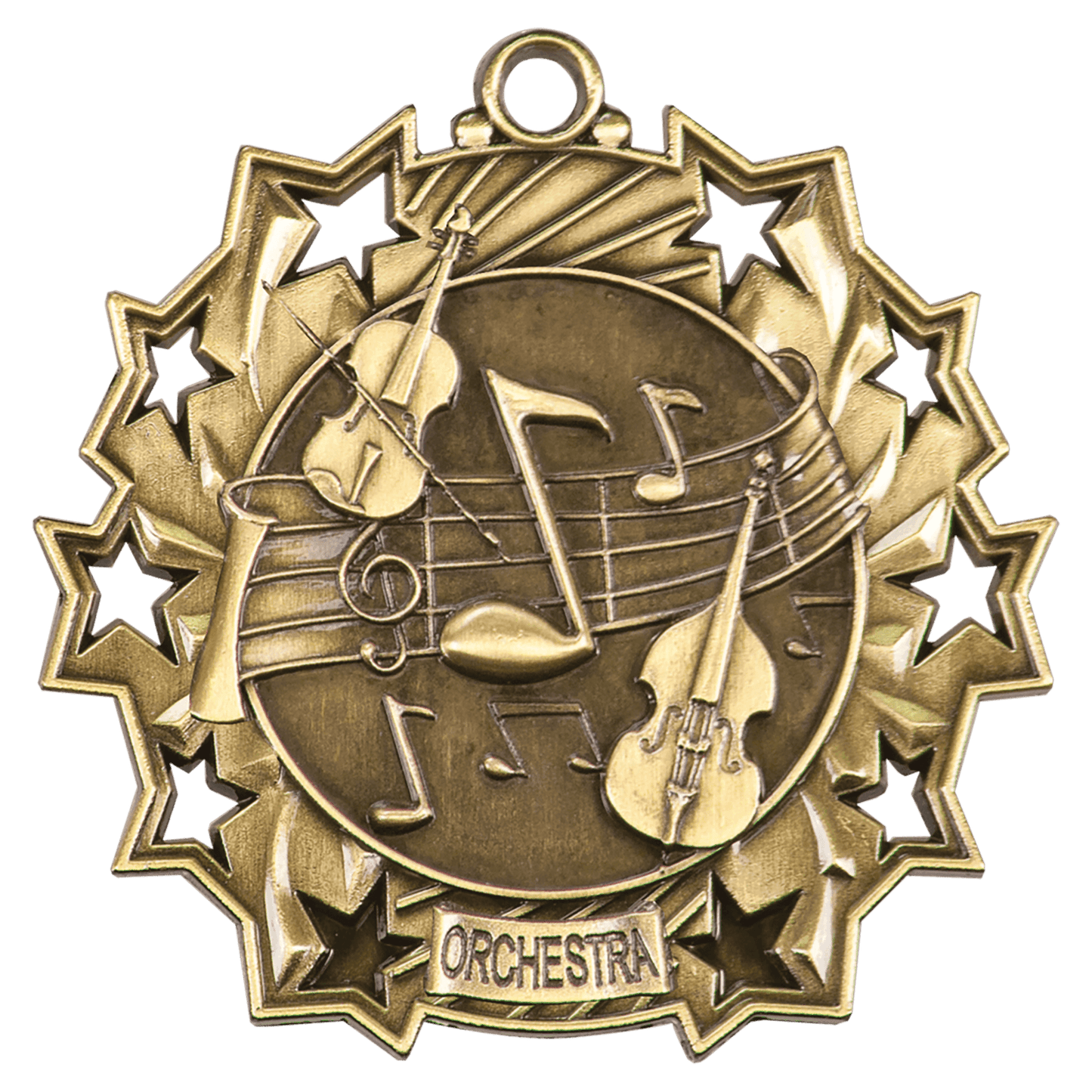 2 1/4" Antique Gold Orchestra Ten Star Medal