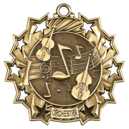 Antique Gold Orchestra Ten Star Medal - 2 1/4"
