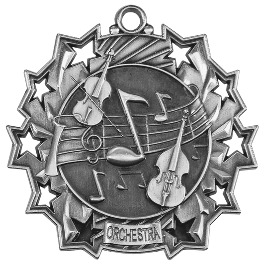 2 1/4" Antique Silver Orchestra Ten Star Medal