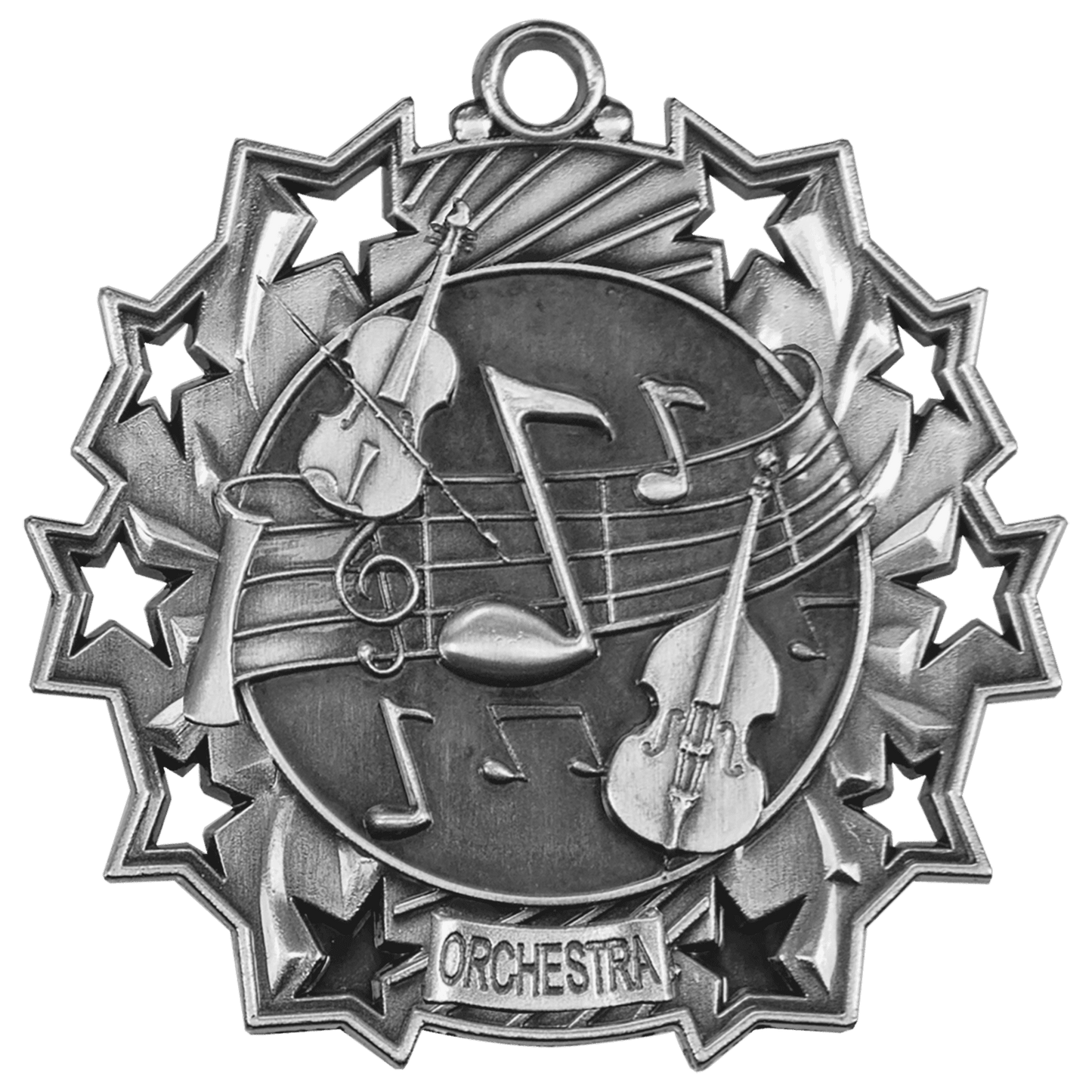 Antique Silver Orchestra Ten Star Medal - 2 1/4"