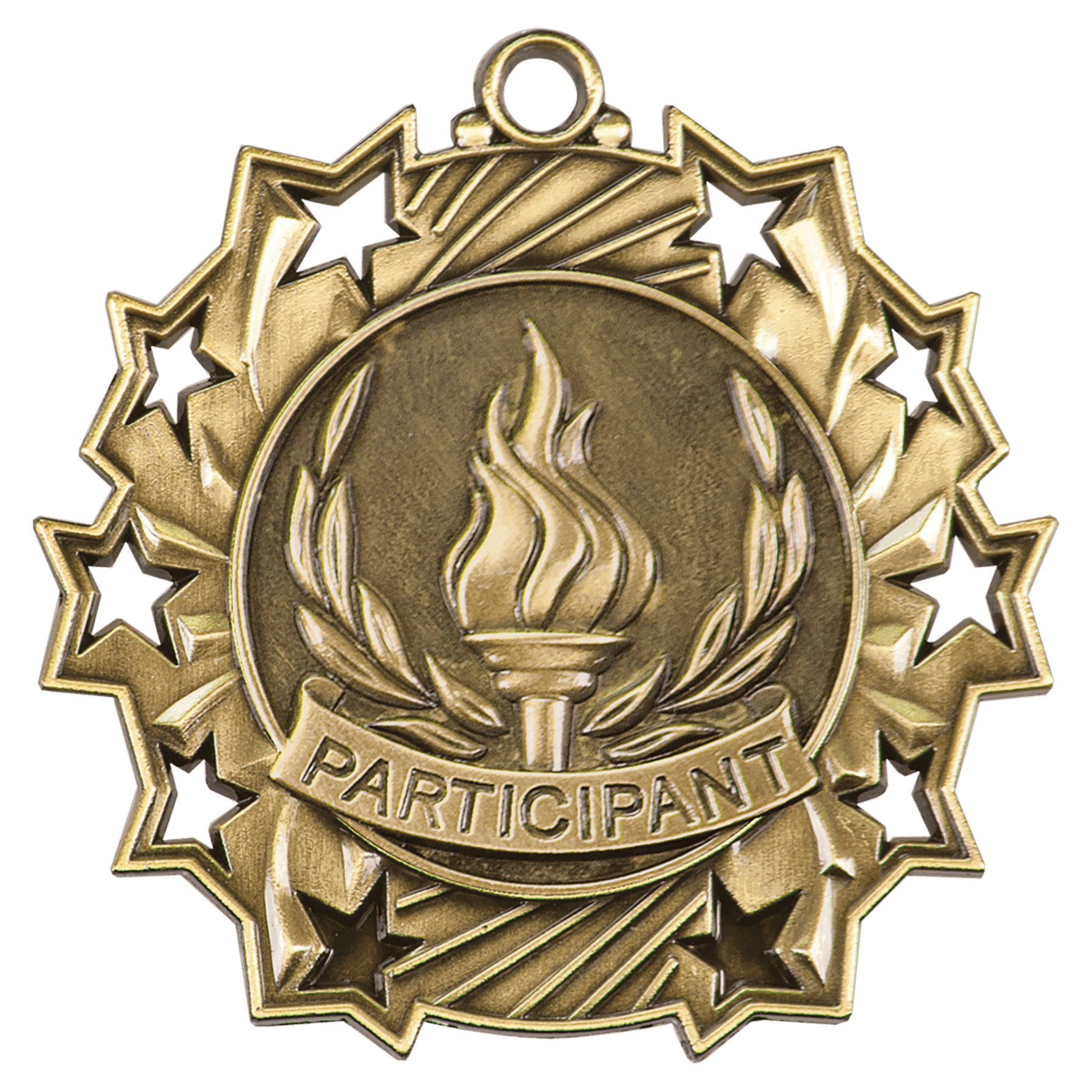 Antique Gold Participant Ten Star Medal - 2 1/4"