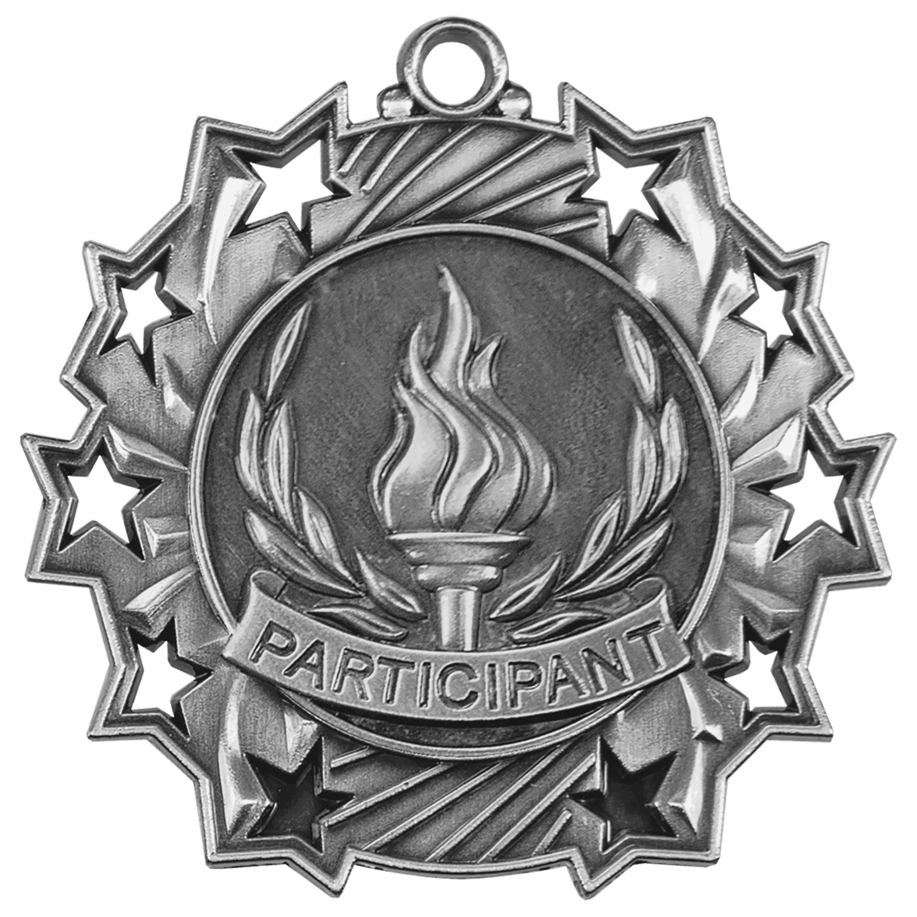 Antique Silver Participant Ten Star Medal - 2 1/4"