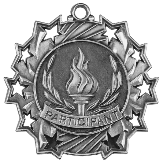 2 1/4" Antique Silver Participant Ten Star Medal