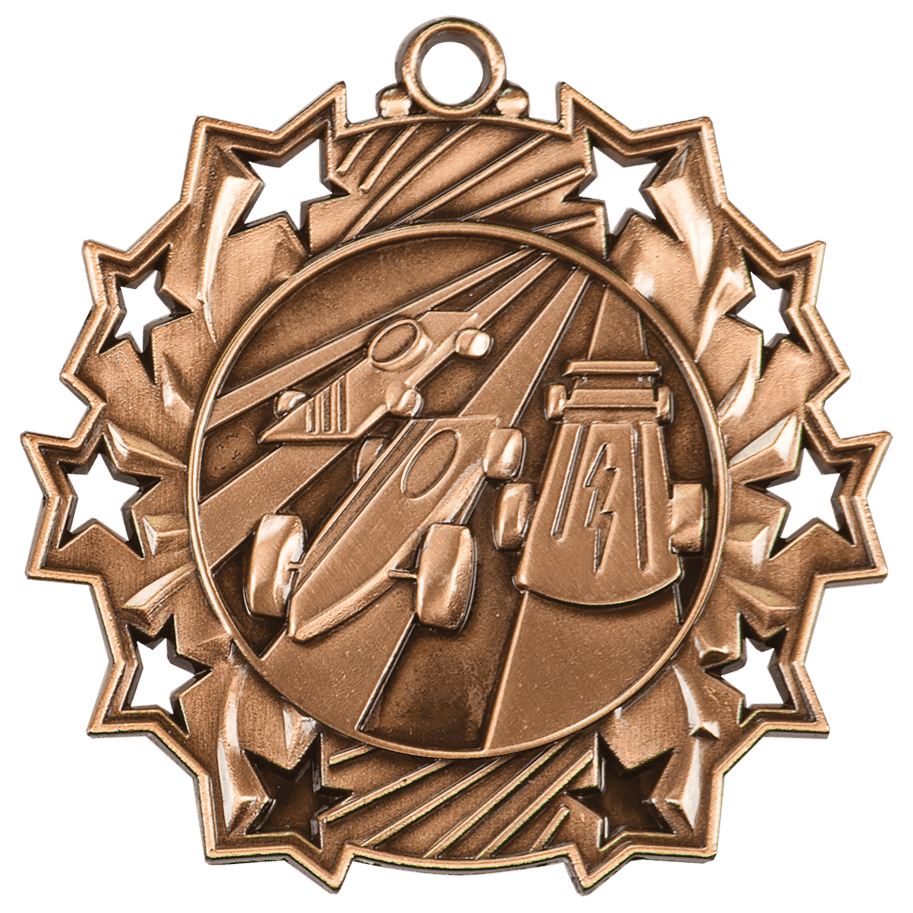 2 1/4" Antique Bronze Pinewood Derby Ten Star Medal