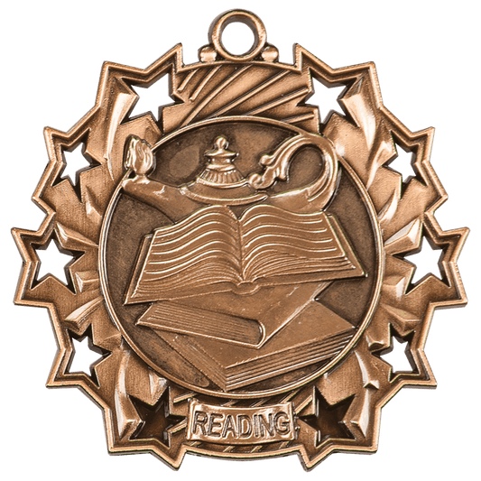 2 1/4" Antique Bronze Reading Ten Star Medal