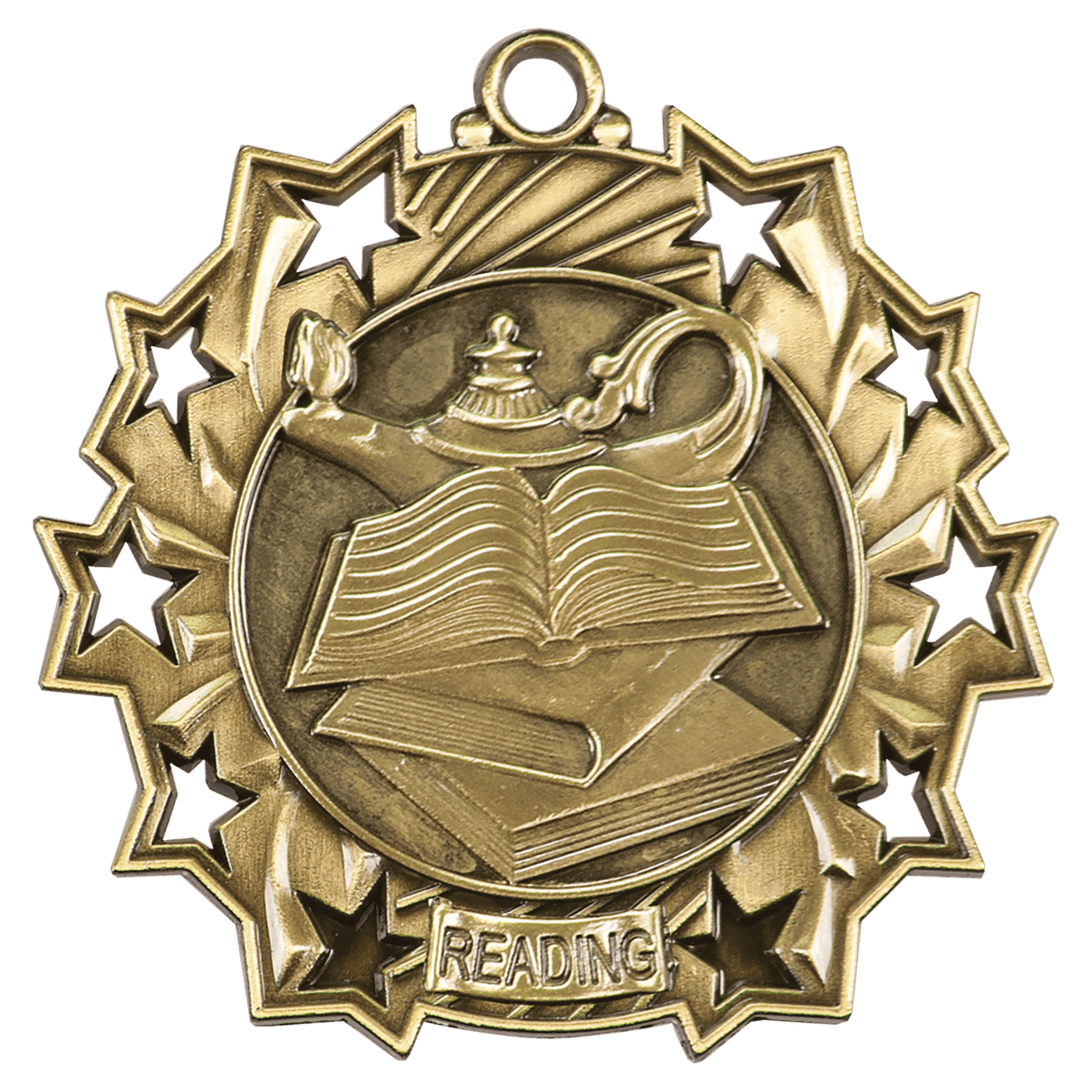 2 1/4" Antique Gold Reading Ten Star Medal