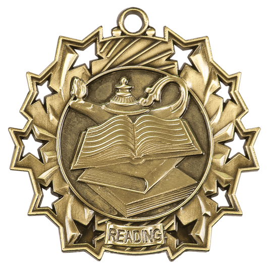 2 1/4" Antique Gold Reading Ten Star Medal