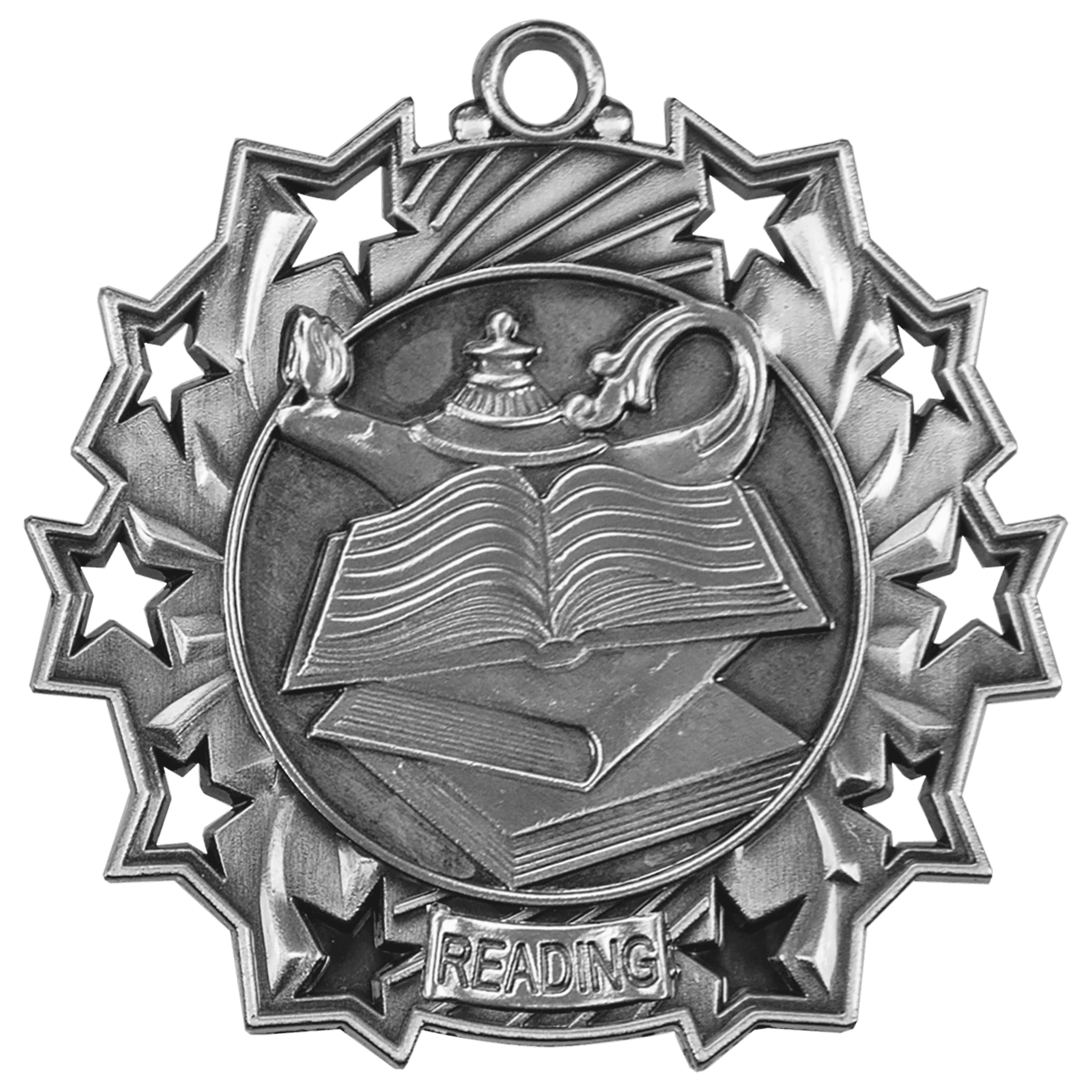 Antique Silver Reading Ten Star MEdal - 2 1/4"