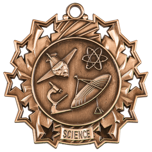 2 1/4" Antique Bronze Science Ten Star Medal