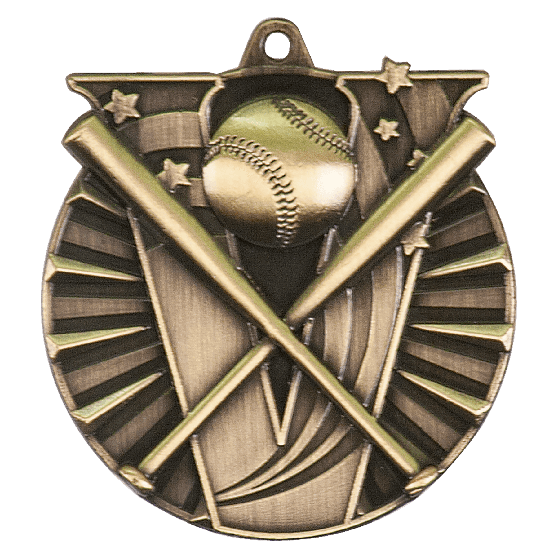 Antique Gold Baseball/Softball Victory Medal - 2"
