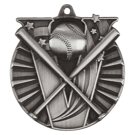 Antique Silver Baseball/Softball Victory Medal - 2"