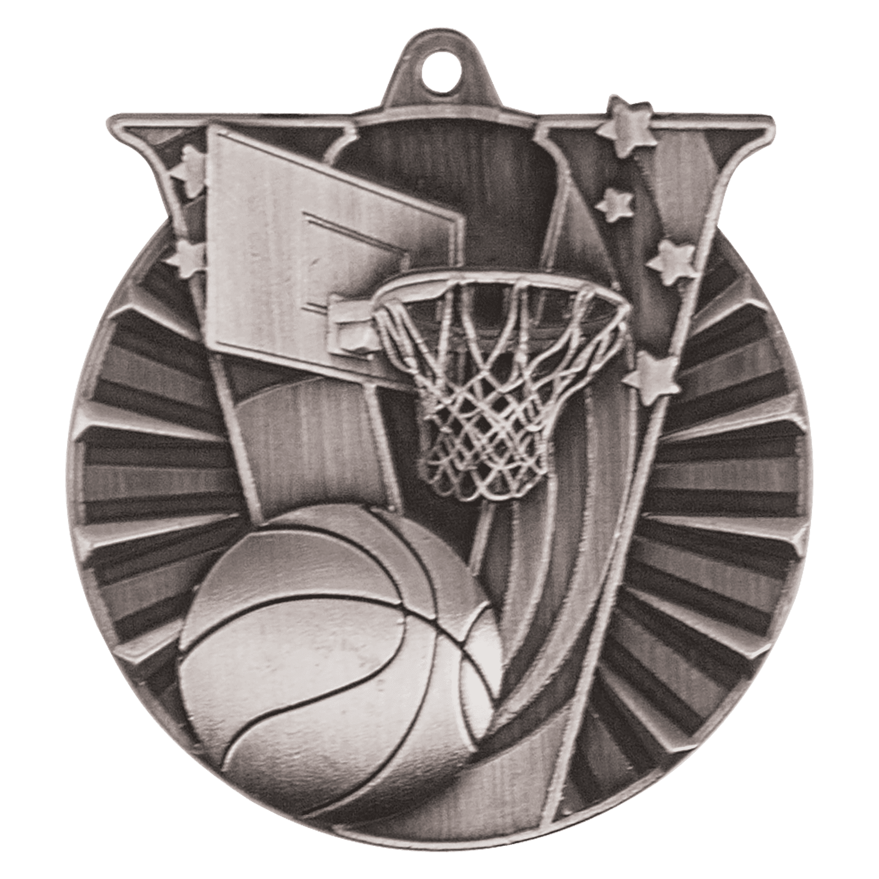 Antique Silver Basketball Victory Medal - 2"