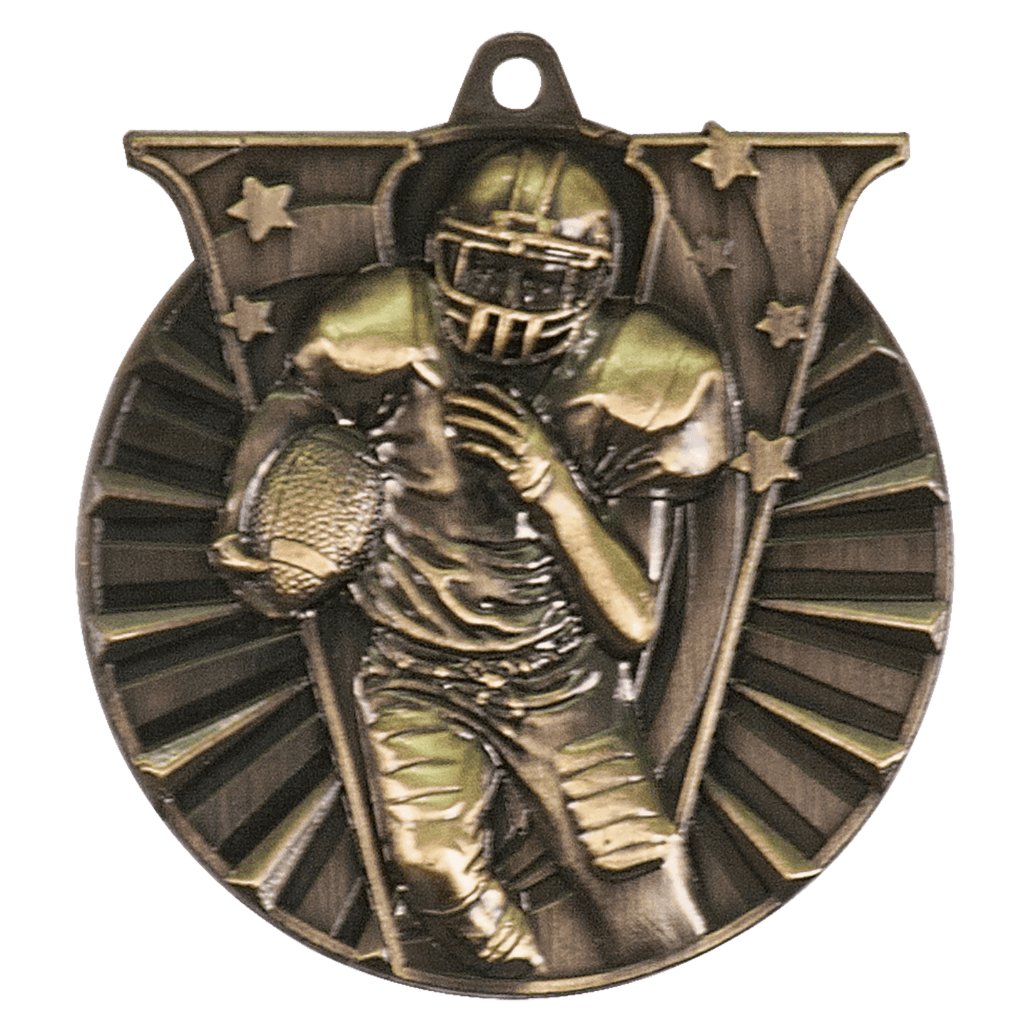 Antique Gold Football Victory Medal - 2"