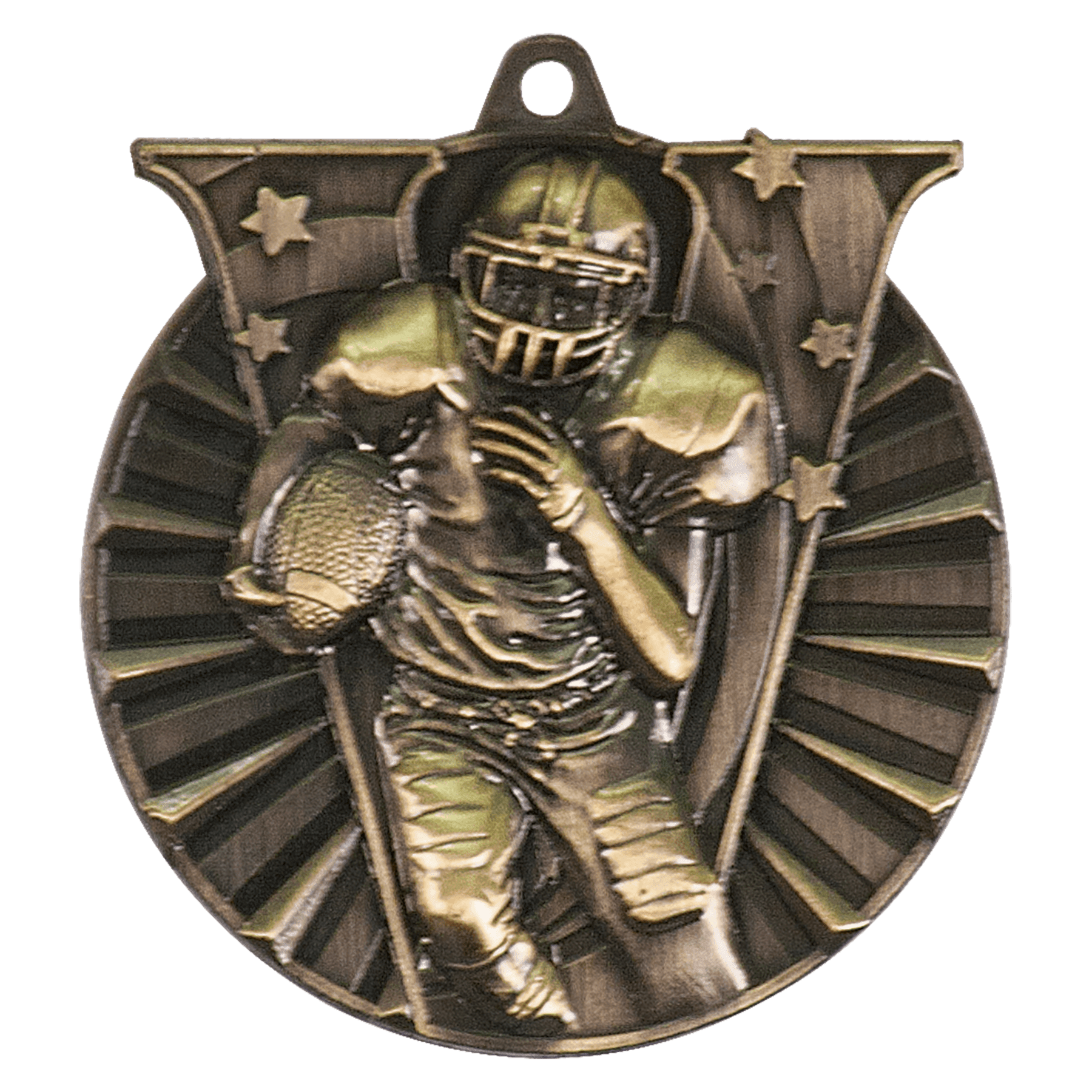 Antique Gold Football Victory Medal - 2"