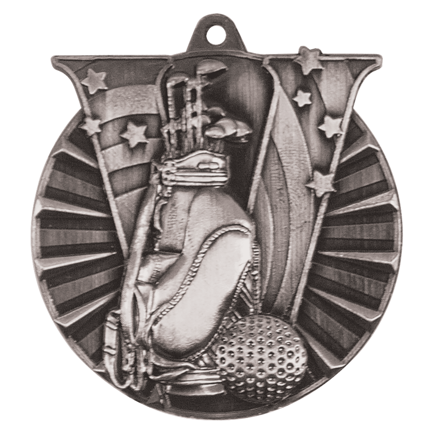 2" Antique Silver Golf Victory Medal