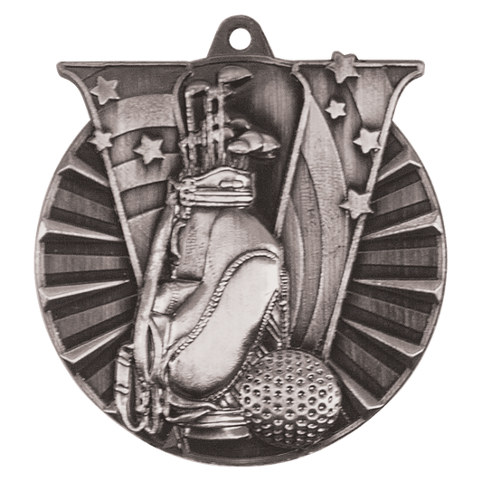 2" Antique Silver Golf Victory Medal