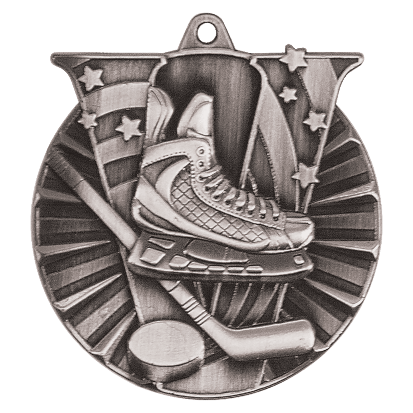 Antique Silver Hockey Victory Medal - 2"