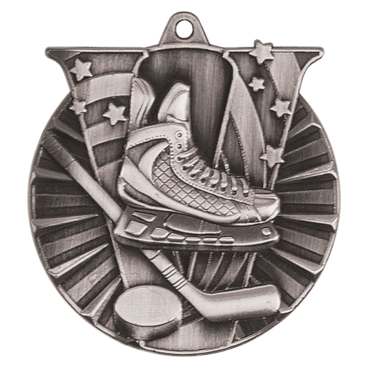 Antique Silver Hockey Victory Medal - 2"