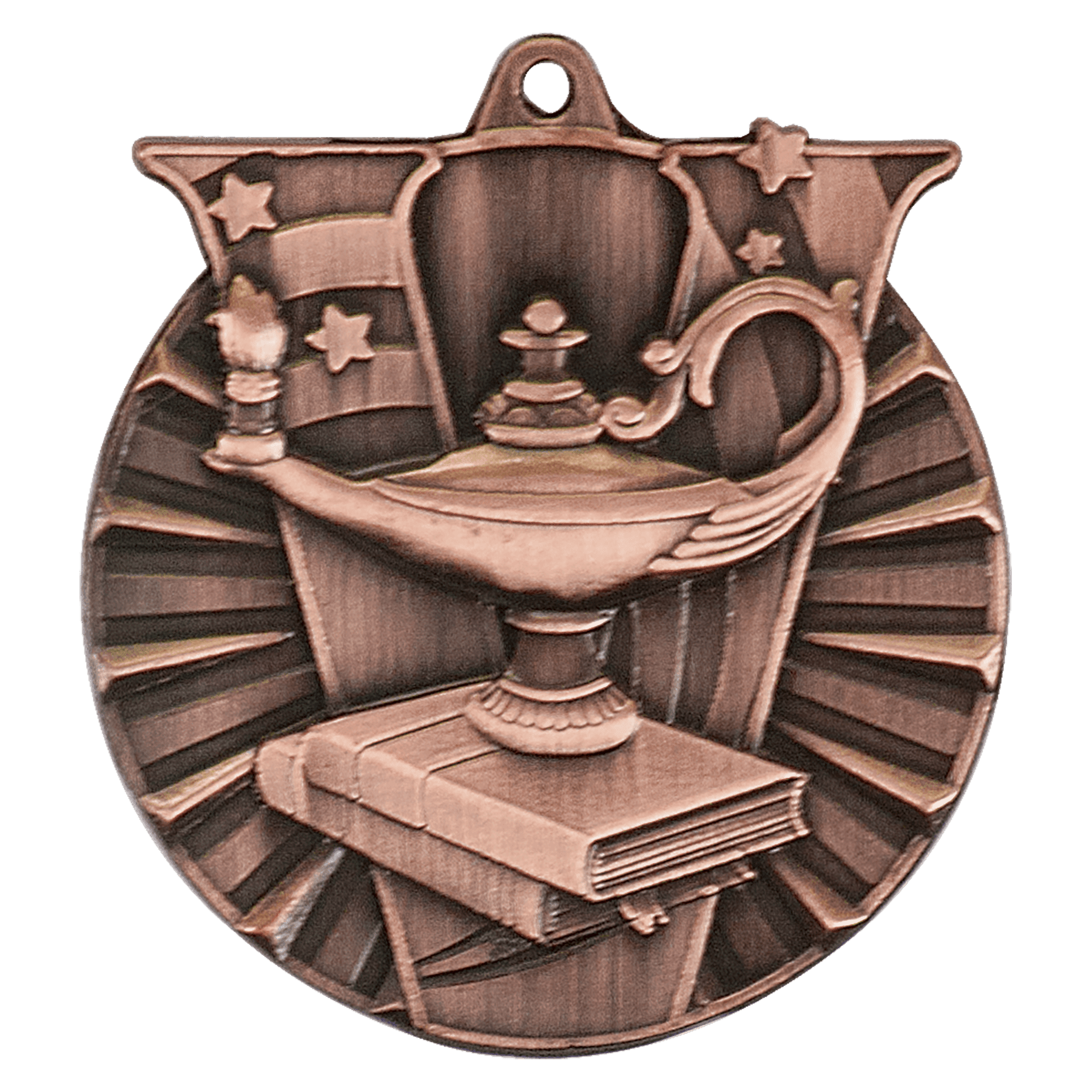 Antique Bronze Lamp of Knowledge Victory Medal - 2"