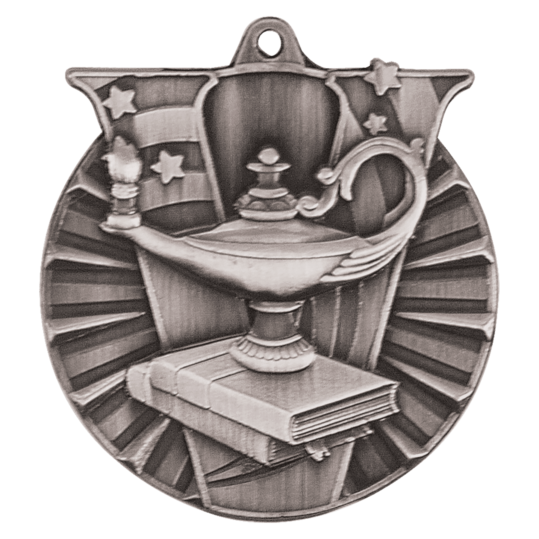 2" Antique Silver Lamp of Knowledge Victory Medal