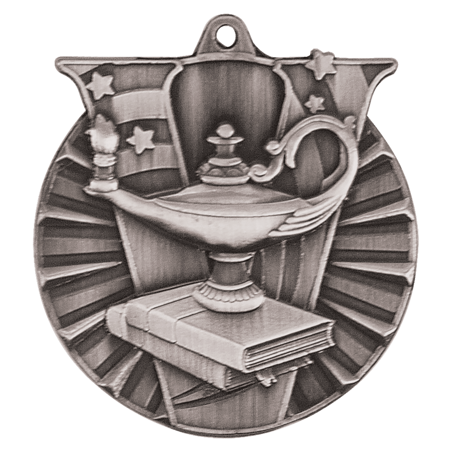 Antique Silver Lamp of Knowledge Victory Medal - 2"