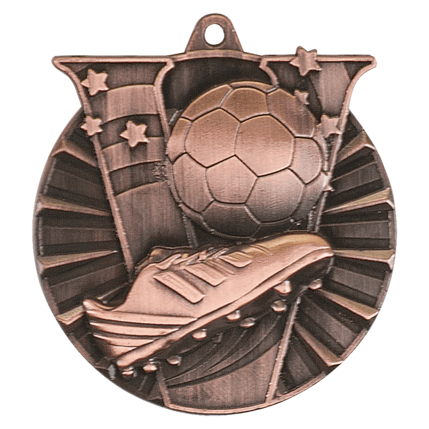 Antique Bronze Soccer Victory Medal - 2"