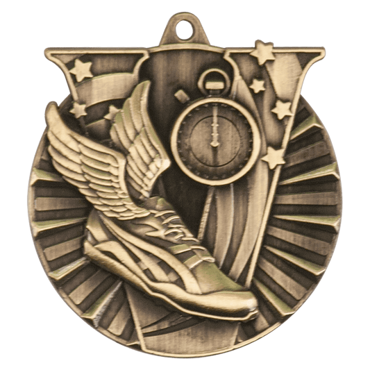 Antique Gold Track Victory Medal - 2"