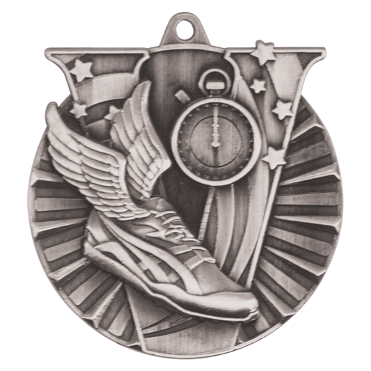Antique Silver Track Victory Medal - 2"