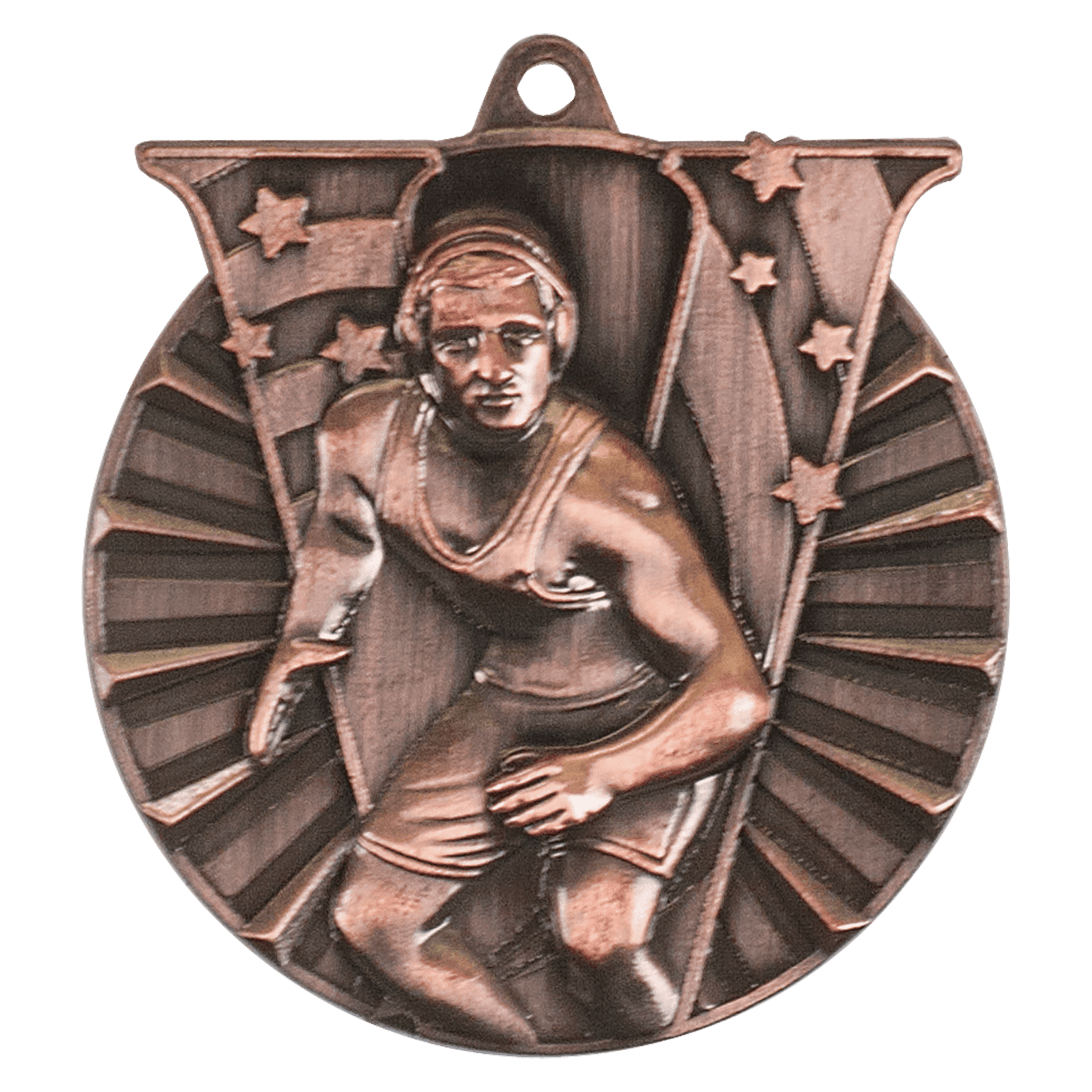 Antique Bronze Wrestling Victory Medal - 2"