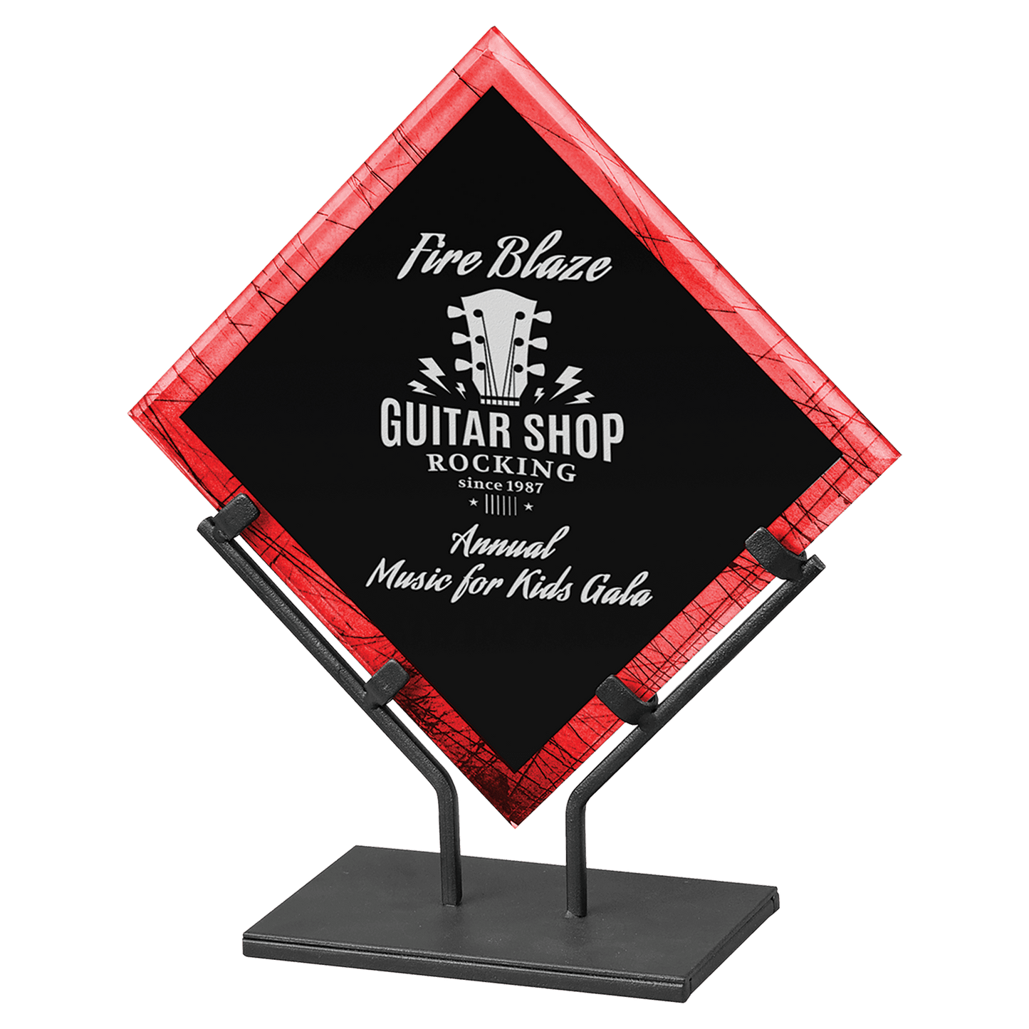 11 1/2" Red Galaxy Acrylic Plaque with Iron Stand