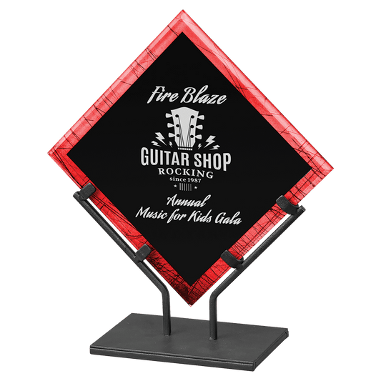 11 1/2" Red Galaxy Acrylic Plaque with Iron Stand