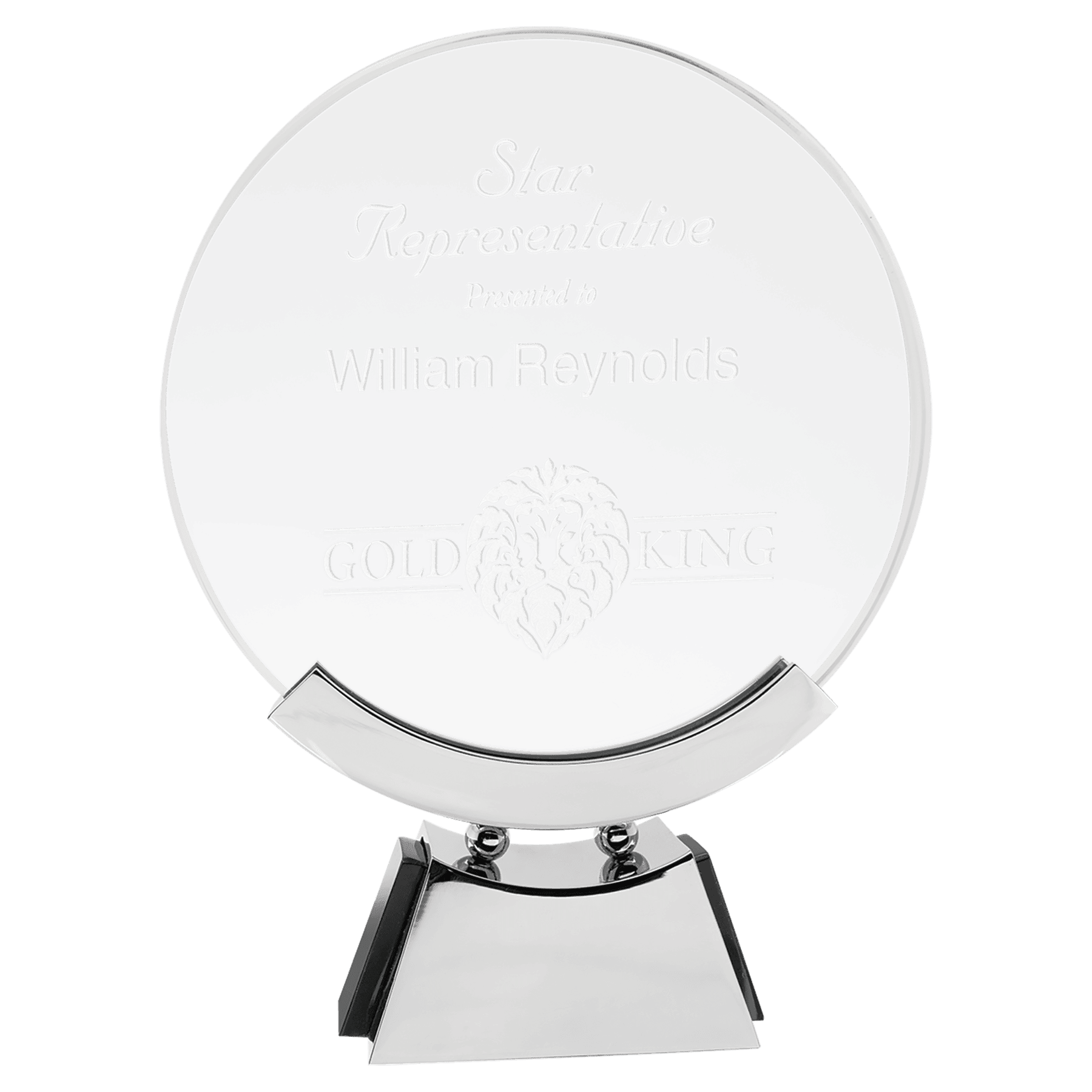 Round Voyager Glass with Silver/Black Base - 8 1/2"