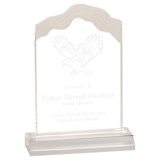 5" x 8" Clear Frosted White Cap Edge Acrylic with 6" Base
