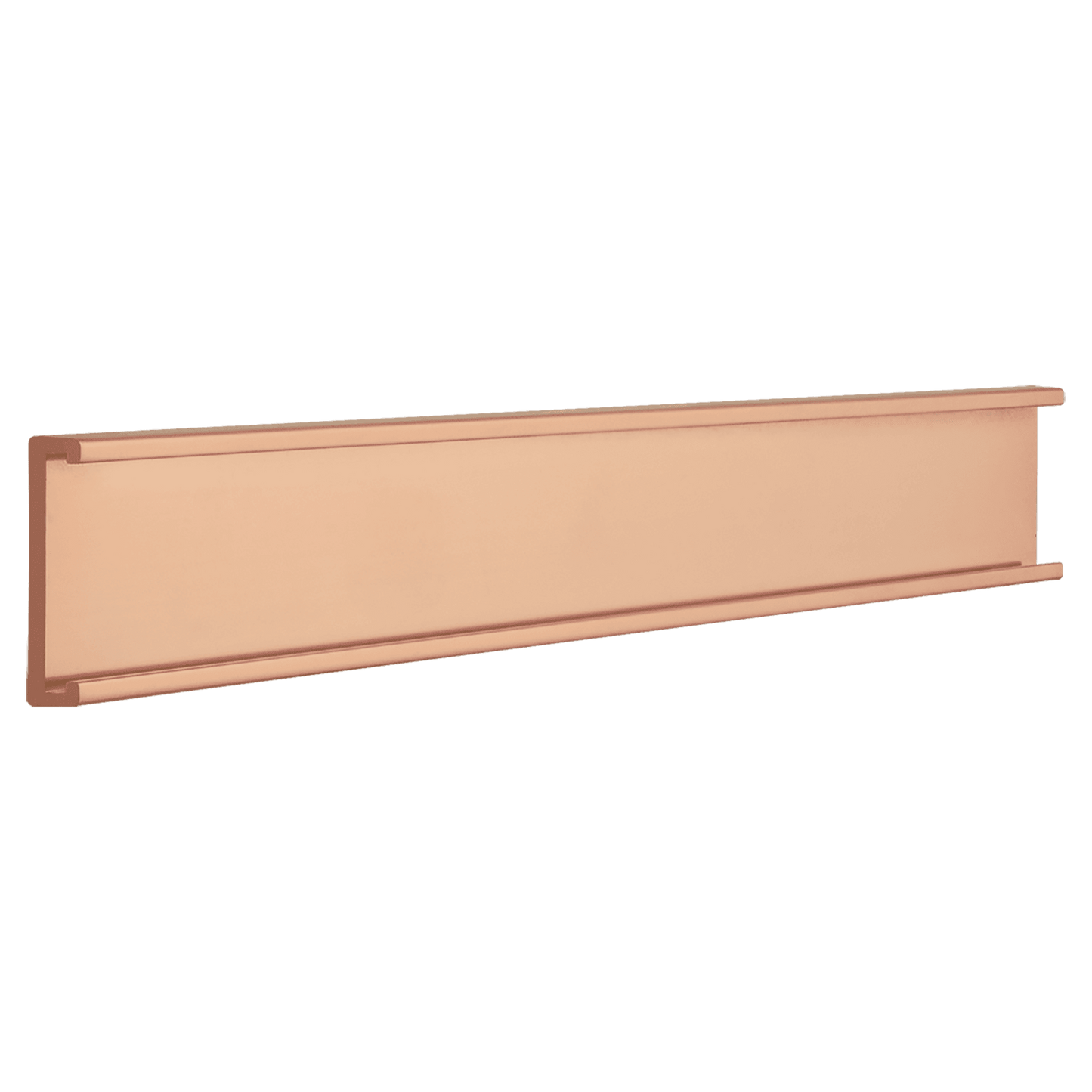 1" x 8", Rose Gold, Kota Pro Aluminum Wall Bracket without Mounting Holes, Fits 1/16" Thick Plastic Insert