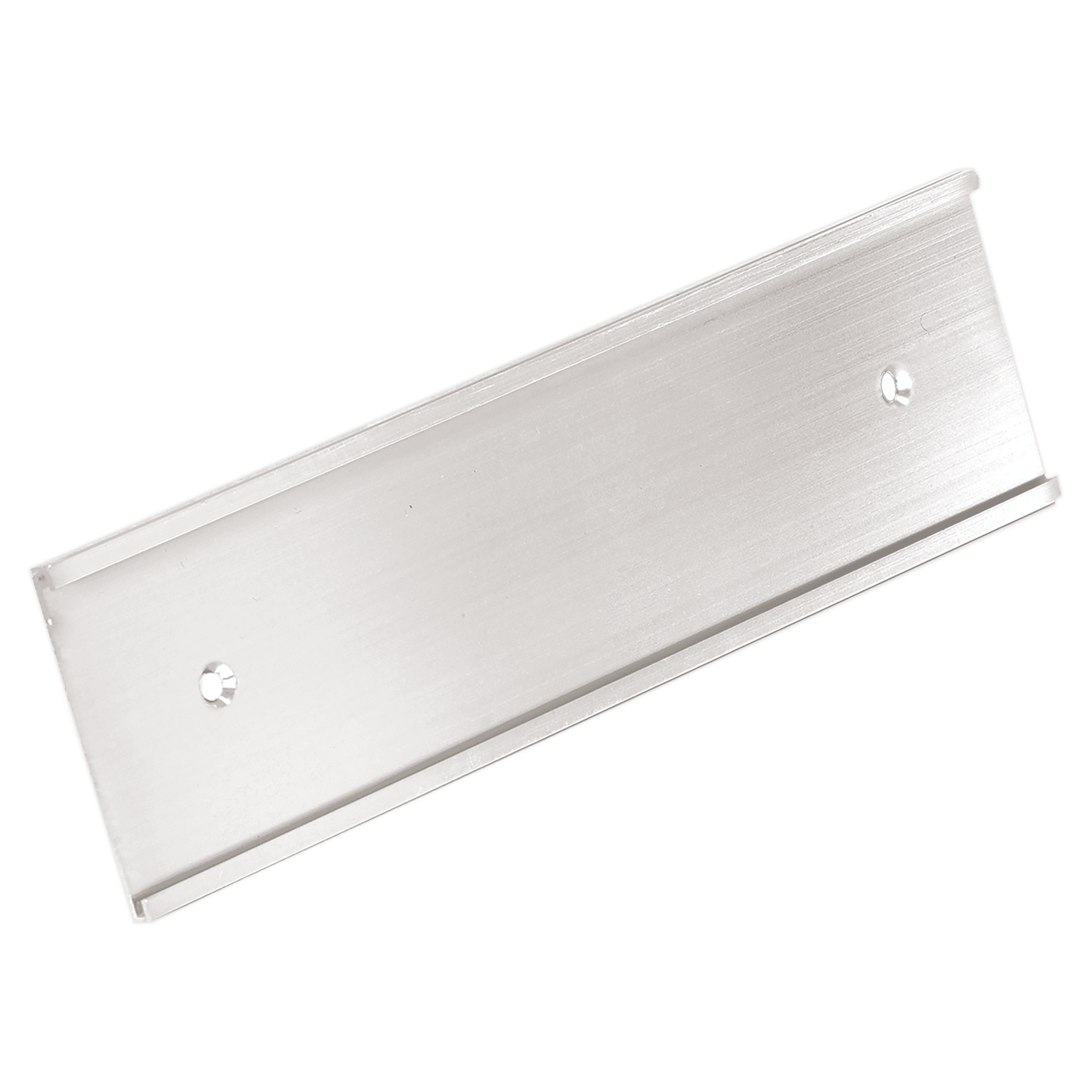2" x 8", Shiny Silver, Kota Pro Aluminum Wall Bracket with Mounting Holes, Fits 1/16" Thick Plastic Insert