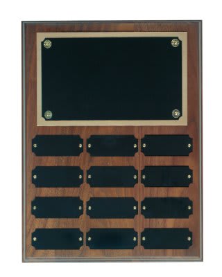 Plate Genuine Walnut Completed Perpetual Plaque - 12