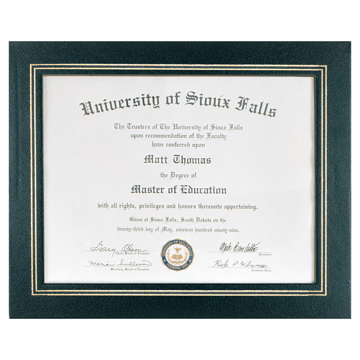 Black Certificate Holder - 13 1/4" x 10 3/4"