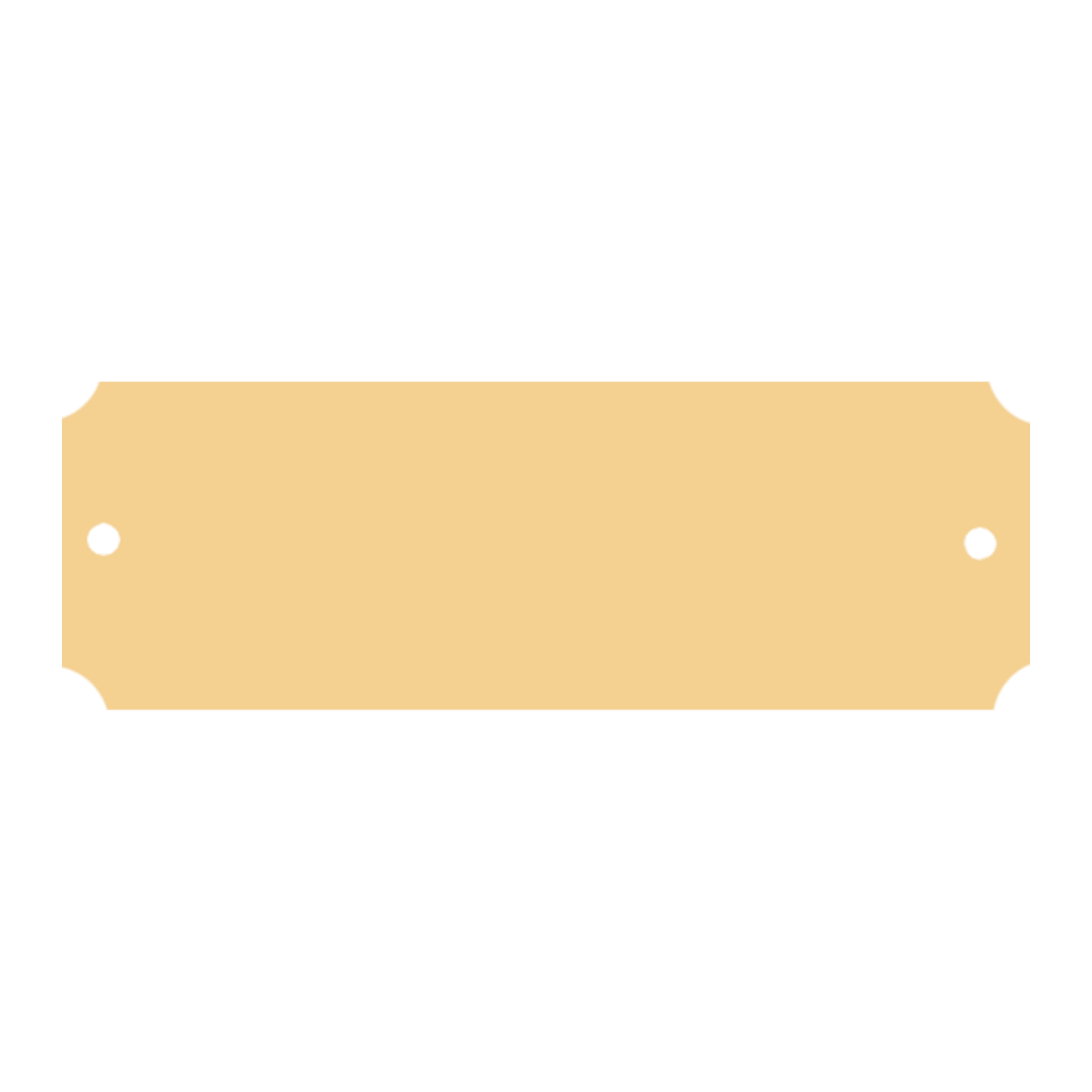 1" x 2" Brushed Gold Brass Plate with Notched Corners and Two Holes
