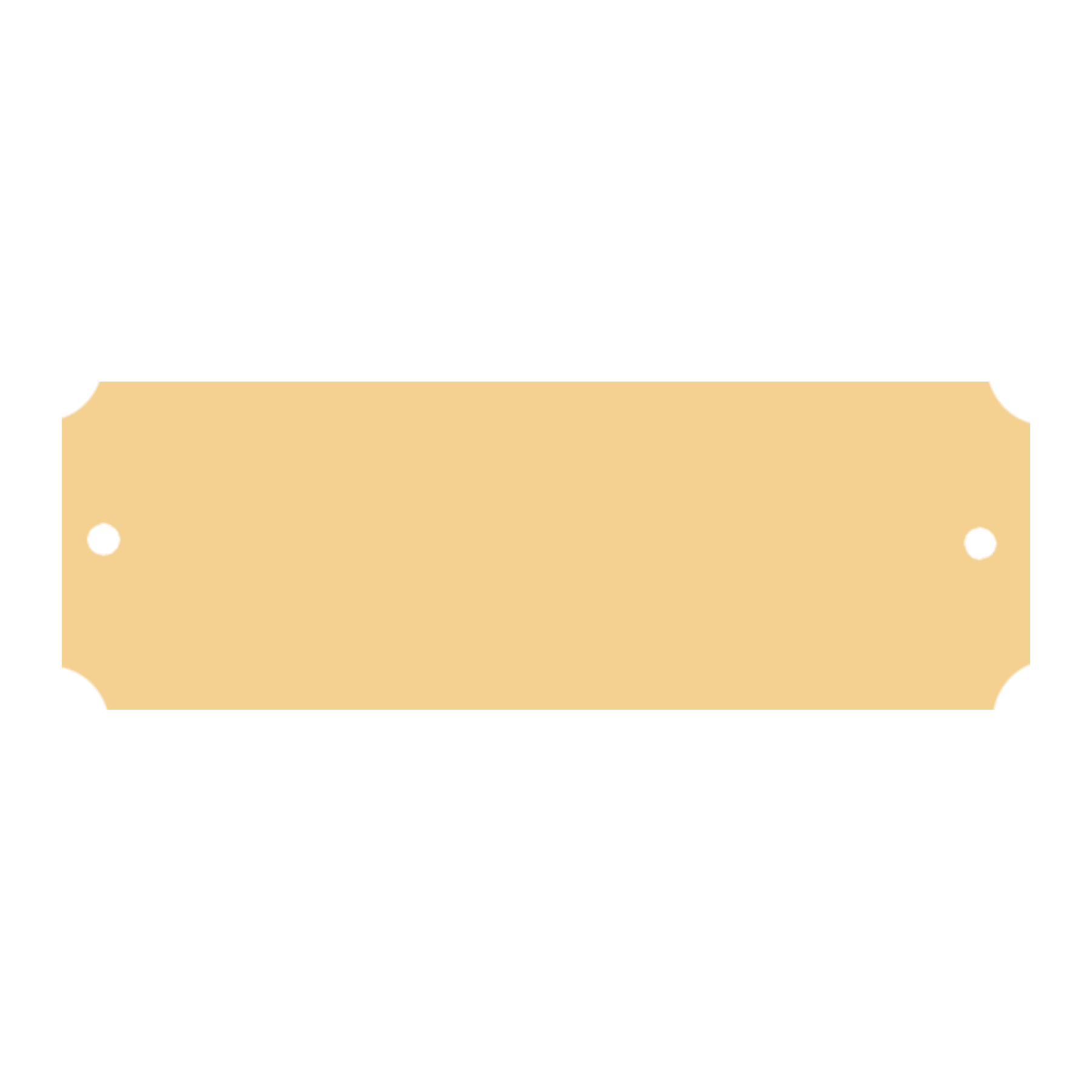 1" x 2" Brushed Gold Brass Plate with Notched Corners and Two Holes
