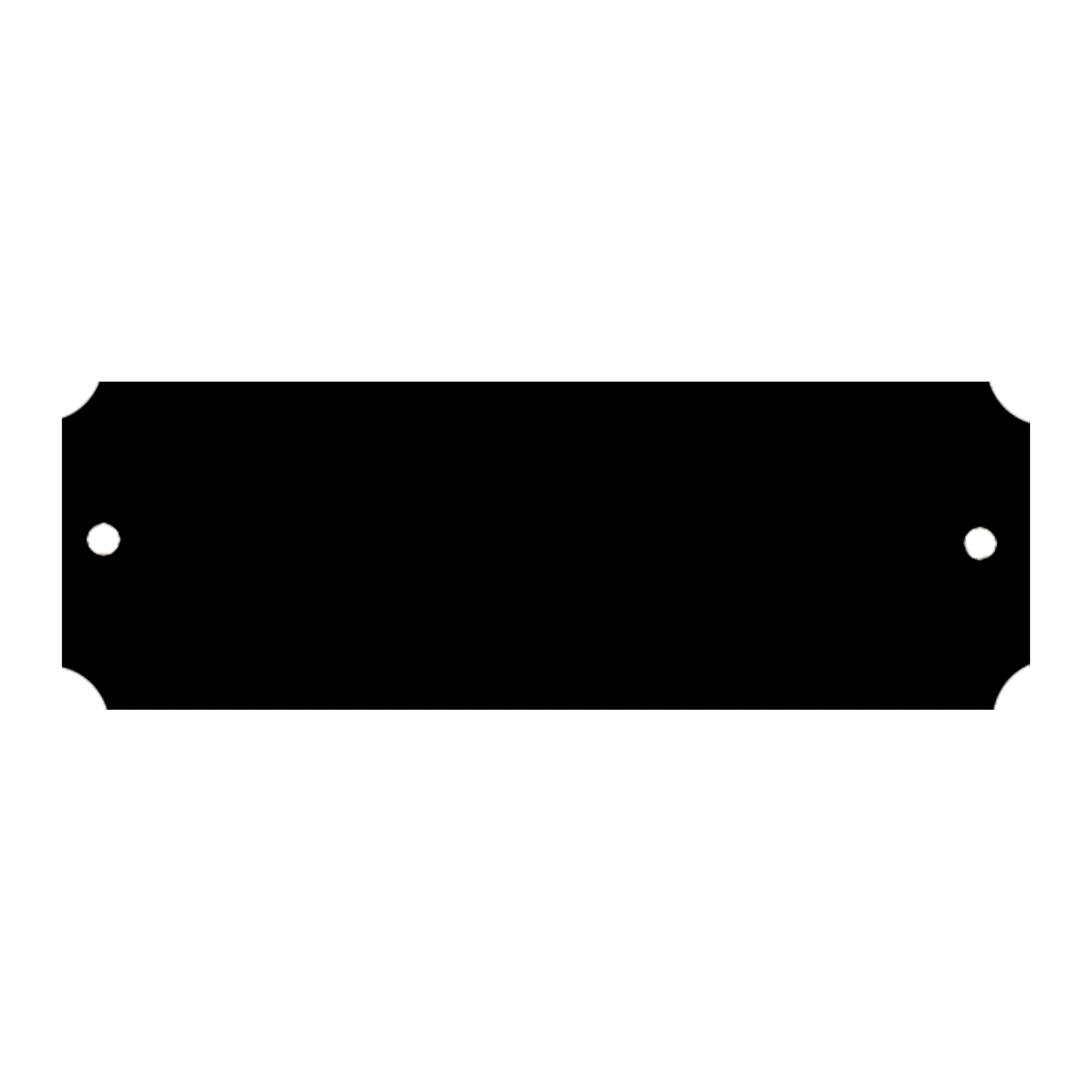 1" x 3" Laserable Black Brass Plate with Notched Corners and Two Holes