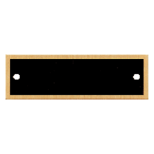 7/8" x 2 3/4" Black Laserable Brass Plate with Gold Border and Two Holes