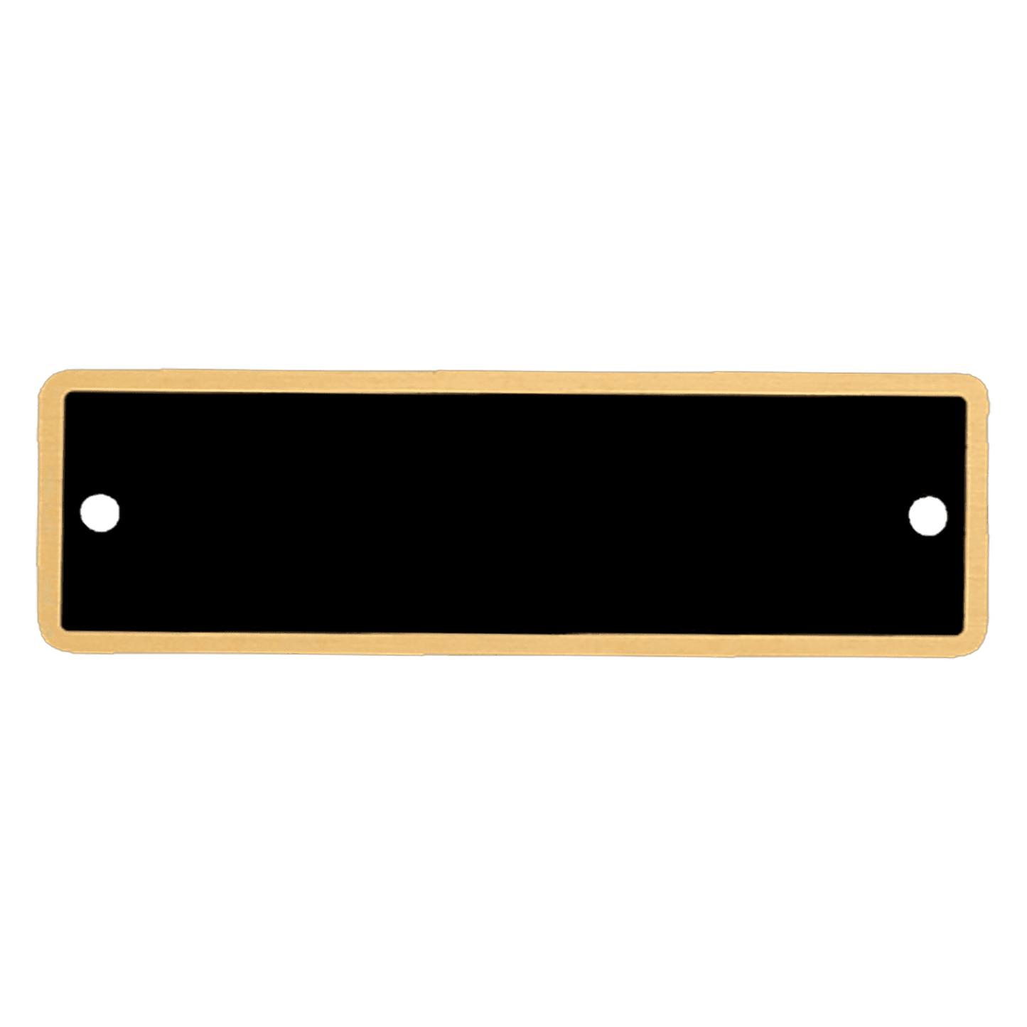 1" x 3 1/4" Black Round Corner Plate with Gold Border and Two Holes