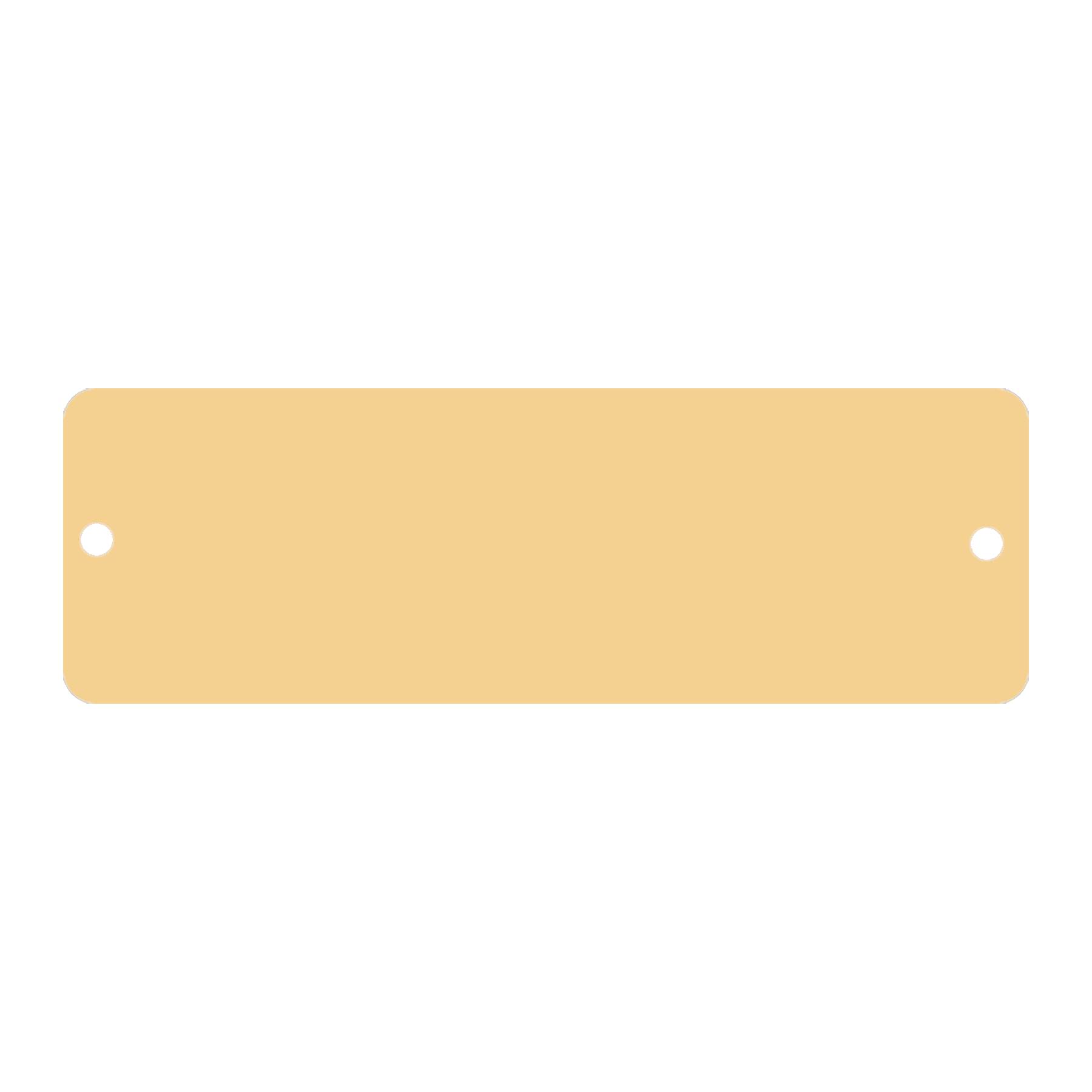 1" x 3" Brushed Gold Brass Plate with Rounded Corners and Two Holes
